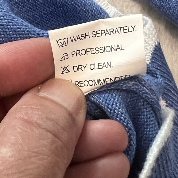 MISSLOOK Womens Blue Knitted Wool Pullover Sweater Scallop Hem Size Medium - Picture 7 of 10